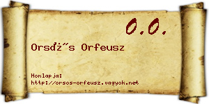 Orsós Orfeusz névjegykártya