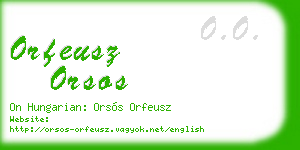 orfeusz orsos business card